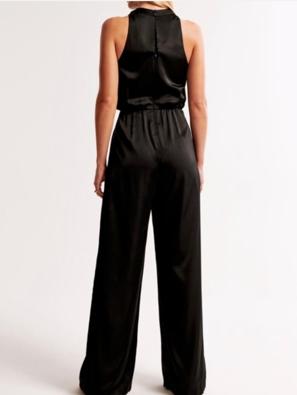 Abercrombie & Fitch Black Sleeveless Wide-Leg Jumpsuit Size L NWT - Picture 3 of 16